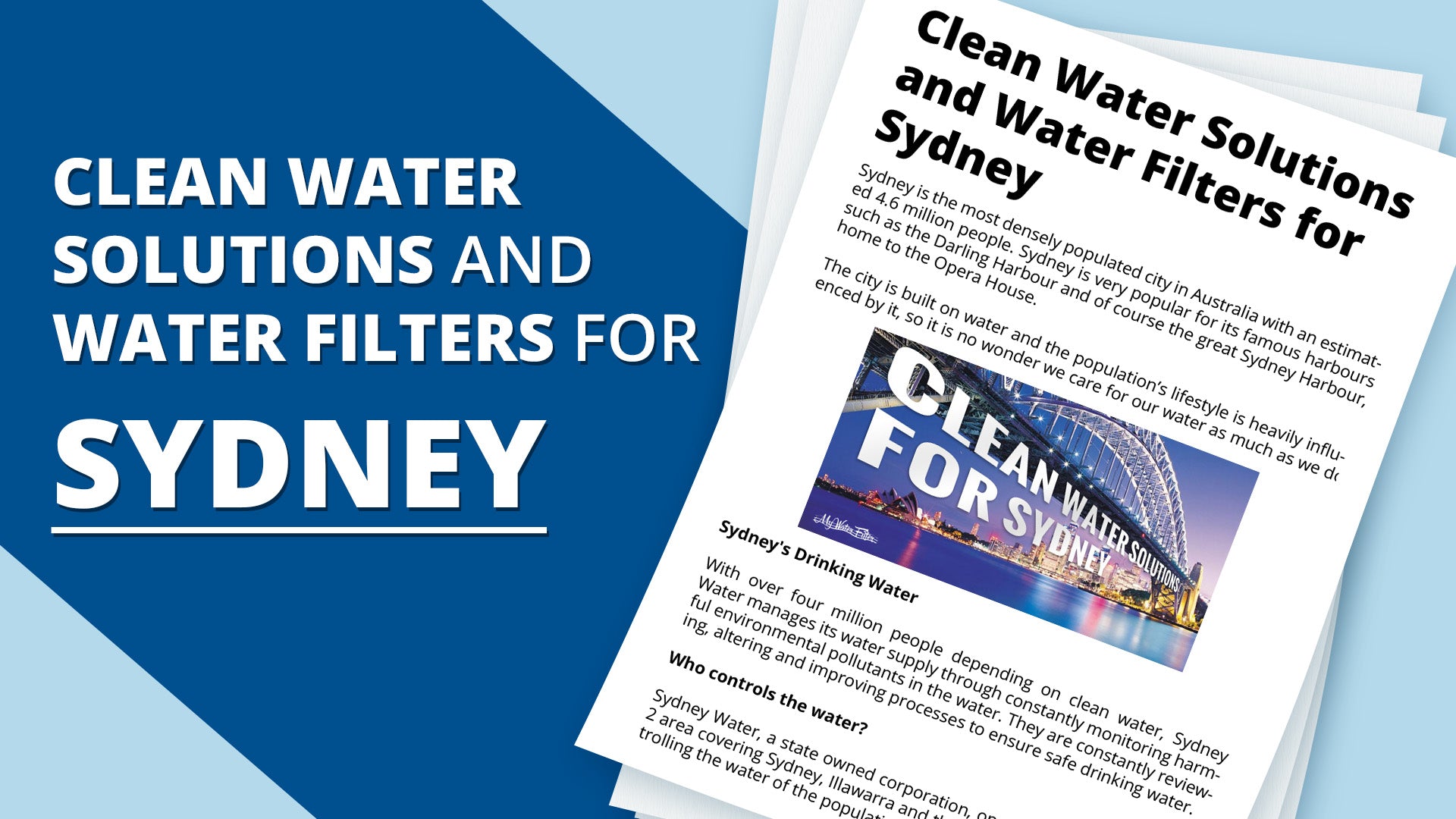 Clean Water Solutions and Water Filters for Sydney
