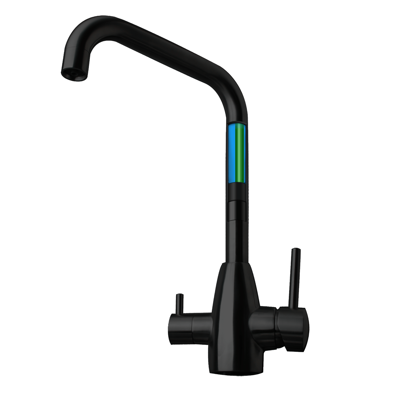 Rounded Square Neck - 3 Way Kitchen Mixer Tap - Black- inner view