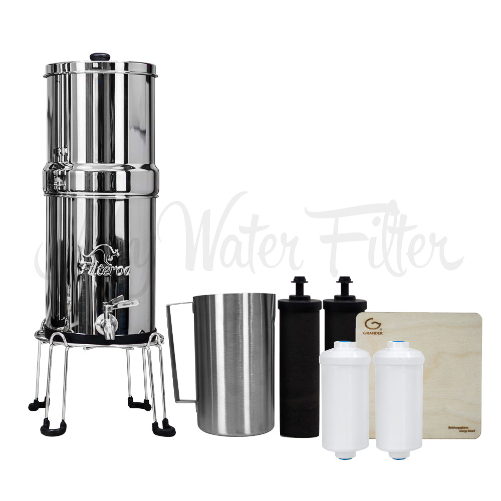 Filteroo® Stainless Steel Gravity Water Filter with Grander Board MWF