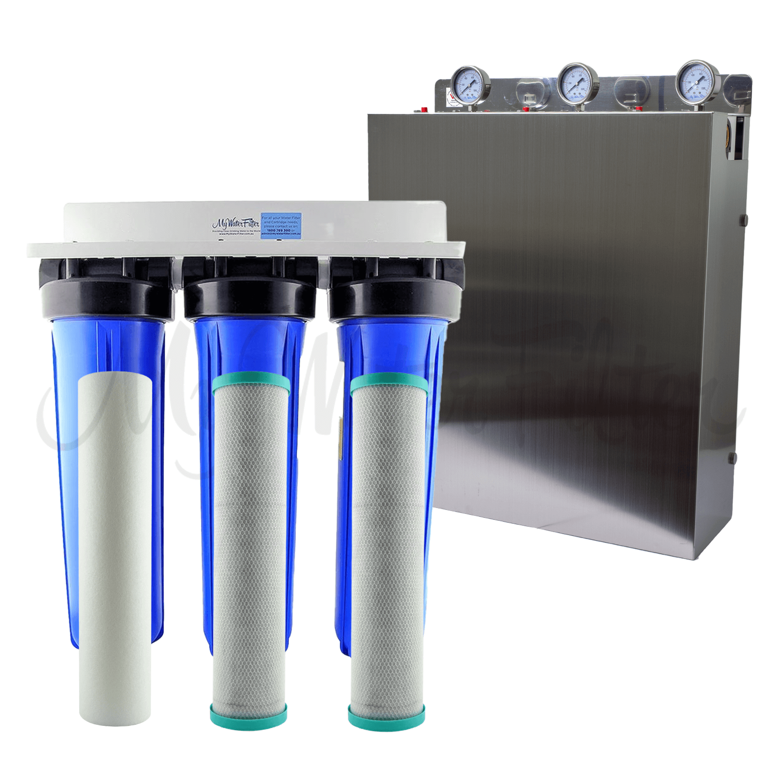 Premier Water Systems PRBB2045-KDF55 Triple Big Blue 20 Whole House Water Filter System + Filters - USA Made