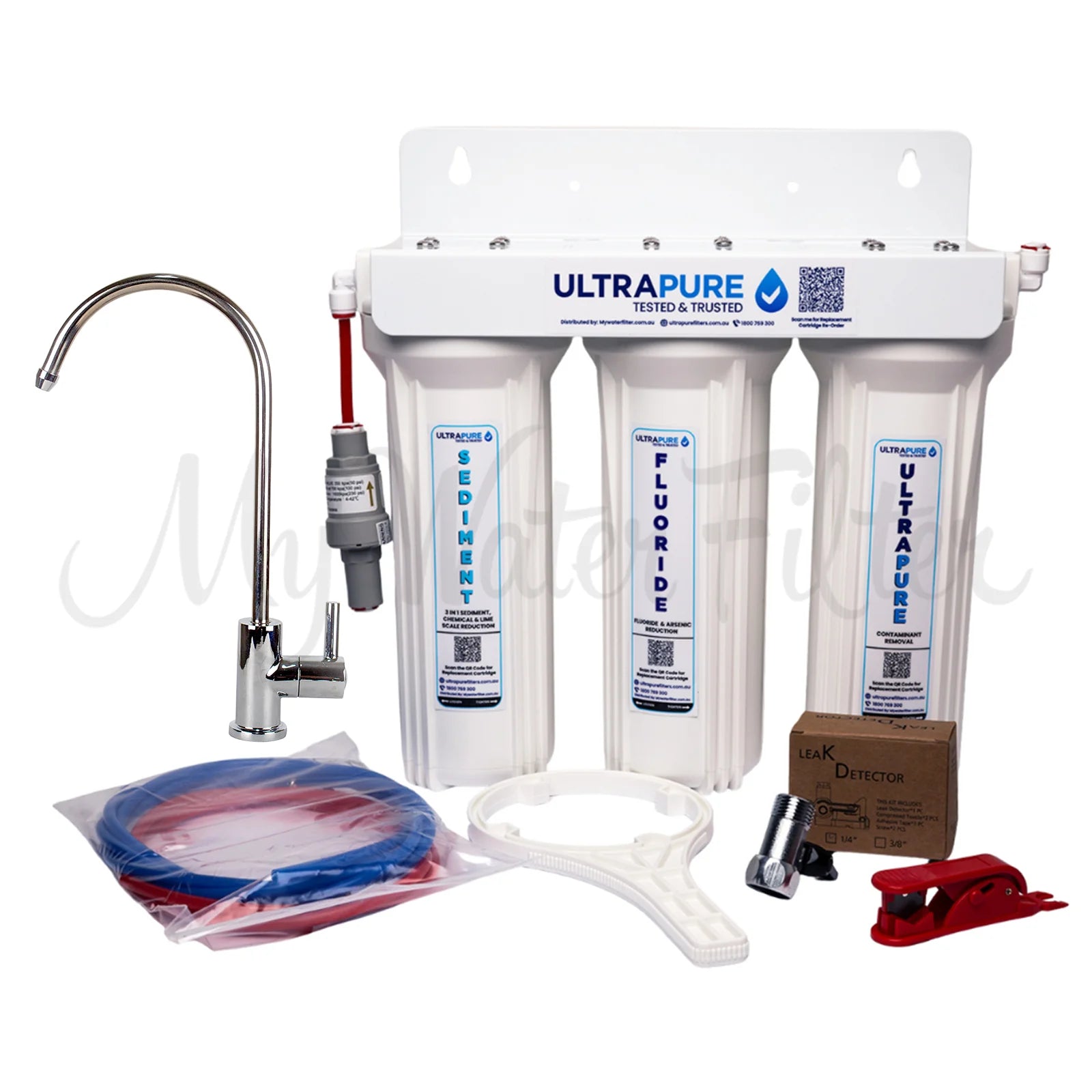 ULTRAPURE 10" Triple Under Sink Water Filter System with Fluoride Reduction & Sediment Protection with watermark