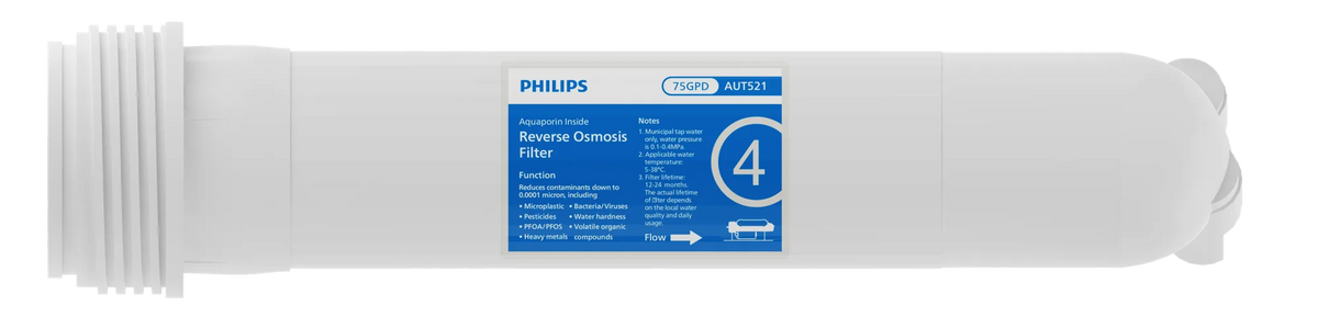 Philips AUT521 75GPD RO membrane filter replacement cartridge front view