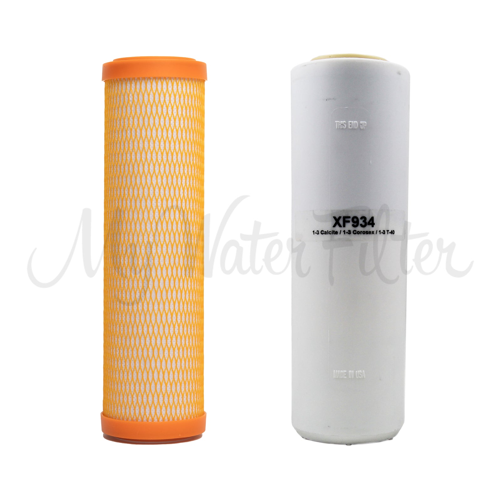 Replacement Cartridge Pack for ULTRAPURE 10" Twin Benchtop/Under Sink Water Filter System with Low Alkaline in white background with watermark