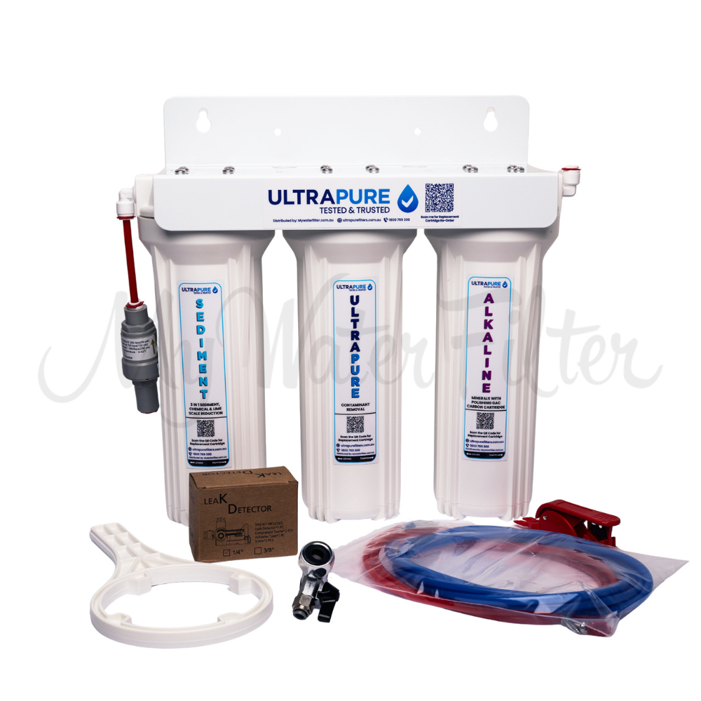 ULTRAPURE 10" Triple Under Sink Water Filter System with Alkaline & Sediment Protection with watermark