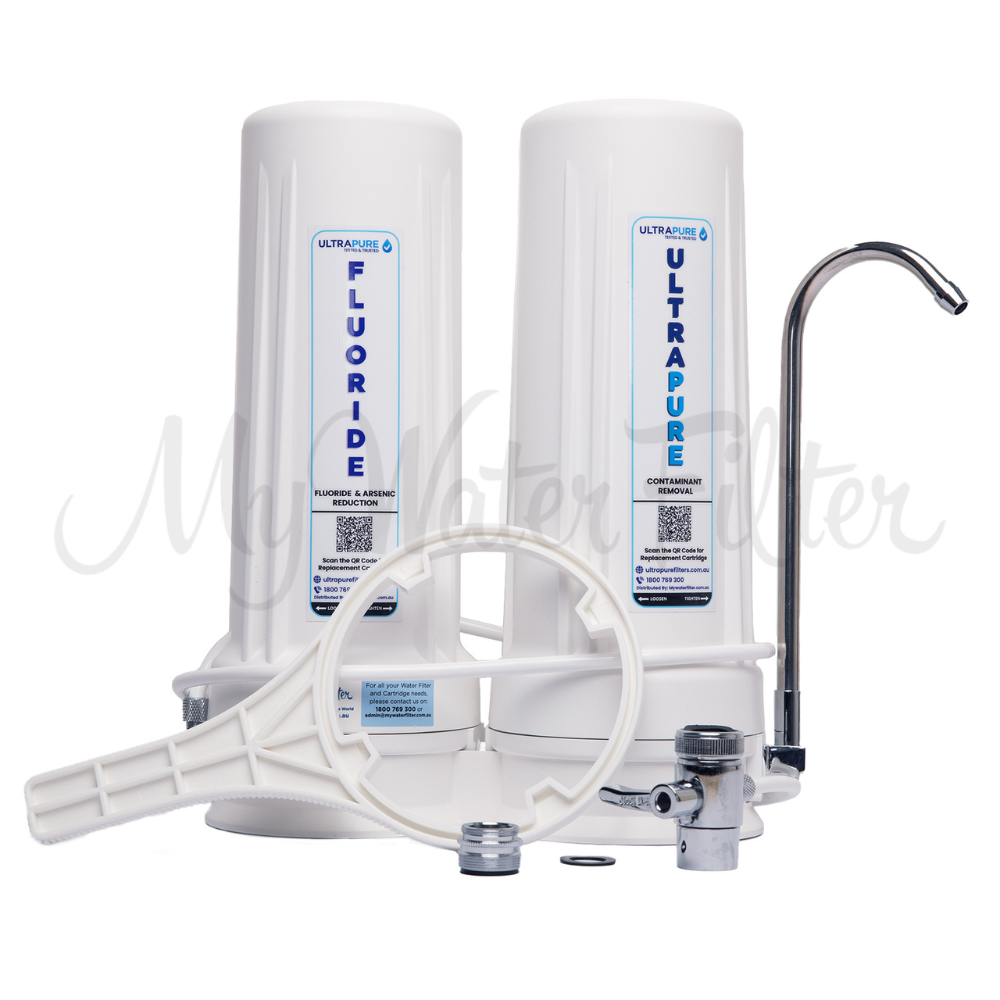 ULTRAPURE 10" Twin Benchtop Water Filter System with Fluoride Reduction with watermark