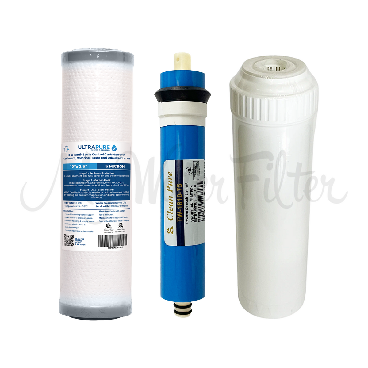 ULTRAPURE Toxic Contaminant Remover Twin Undersink Reverse Osmosis Water Filter Replacement Cartridge Pack with watermark