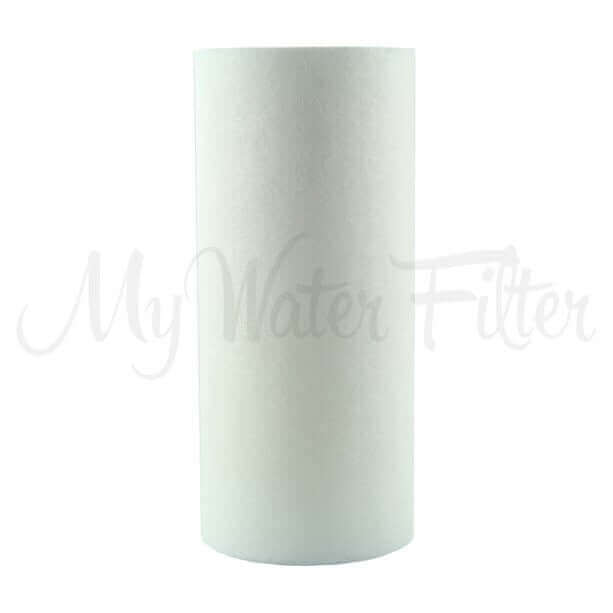 A white cylindrical polyspun sediment filter as part of the Replacement Cartridge for MWF 10