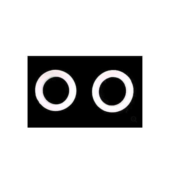 Two white O-rings for a UV lamp and under-sink ultraviolet light system on a black background.