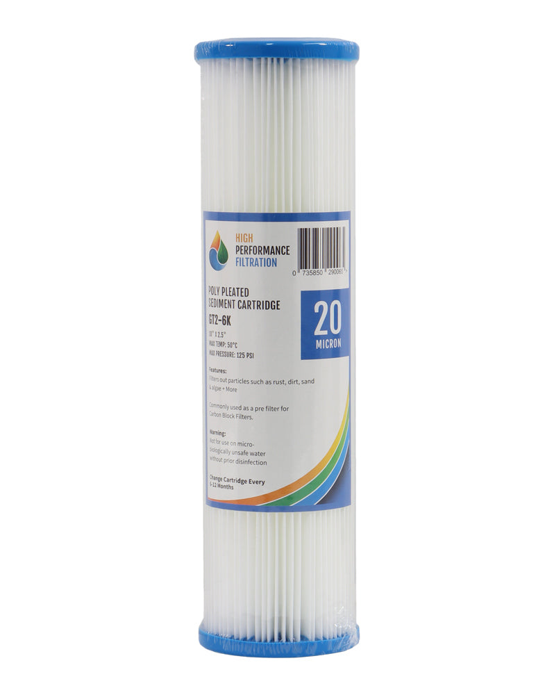 HPF 20 Micron Pleated Sediment Water Filter Replacement Cartridge 10