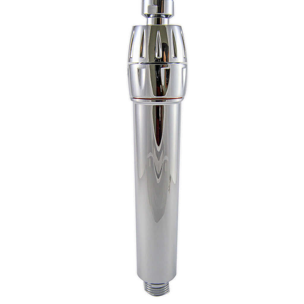 A chrome Sprite Hose Shower Filter from Sprite providing efficient chlorine removal for an enhanced shower experience.