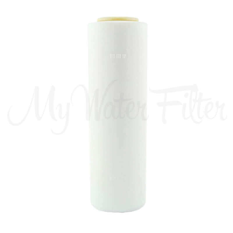 A white clyndrical Fluoride removal filter as part of the Doulton Ultracarb 0.5 Micron 10" Replacement Cartridge for a Triple Benchtop-Under Sink City Water Filter with Fluoride Removal & Double Carbon