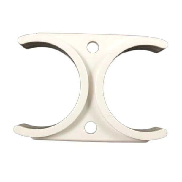 2" Inline Cartridge to Inline Cartridge Clip featuring a white bracket with dual circular openings and two screw holes.