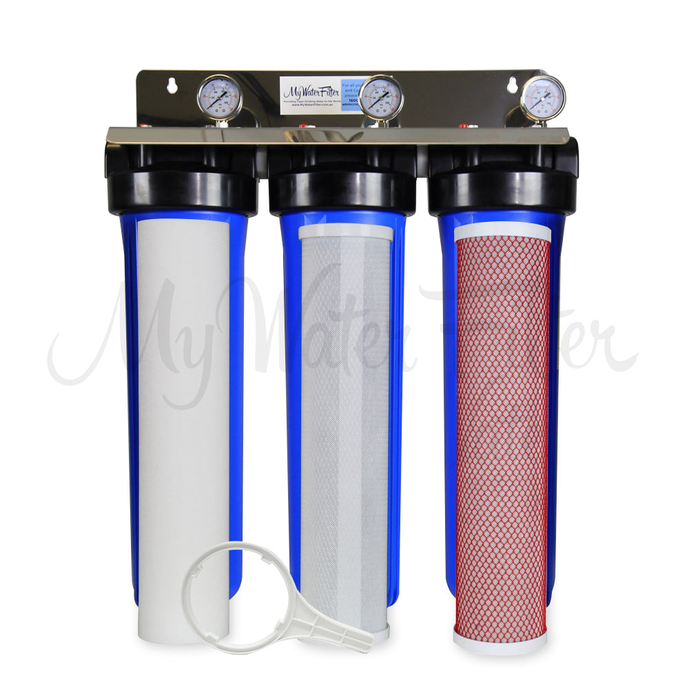MWF 20 x 4.5 Triple Whole House Water Filter with Aragon