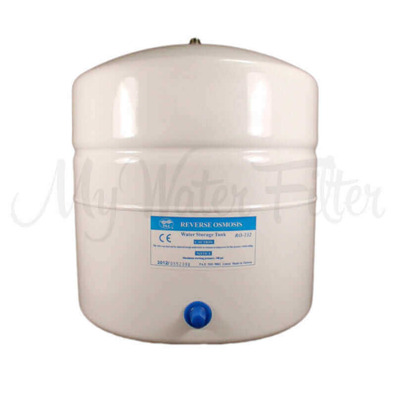 Pressurised water tank HPF 4 Stage Reverse Osmosis Water Filter System with blue valve for chloramine removal.