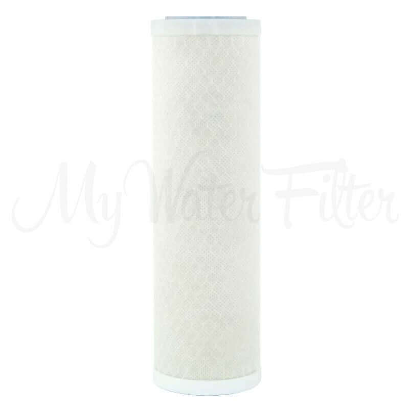 A white Carbon Block Cartridge as part of the Replacement Cartridge Pack for the Doulton Ultracarb 0.5 Micron 10" Triple Benchtop/Under Sink Water Filter with Alkaline & Double Carbon.