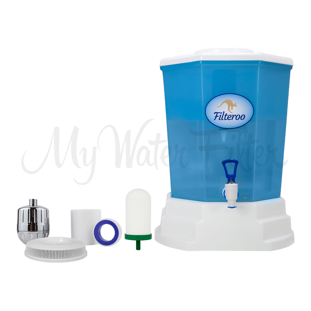 Filteroo® Blue Gravity Water Purifier with Ultraceram Fluoride Removal Cartridge