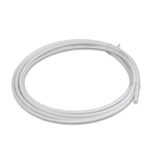 Under Sink Water Filter Hose in white, coiled on a white background.