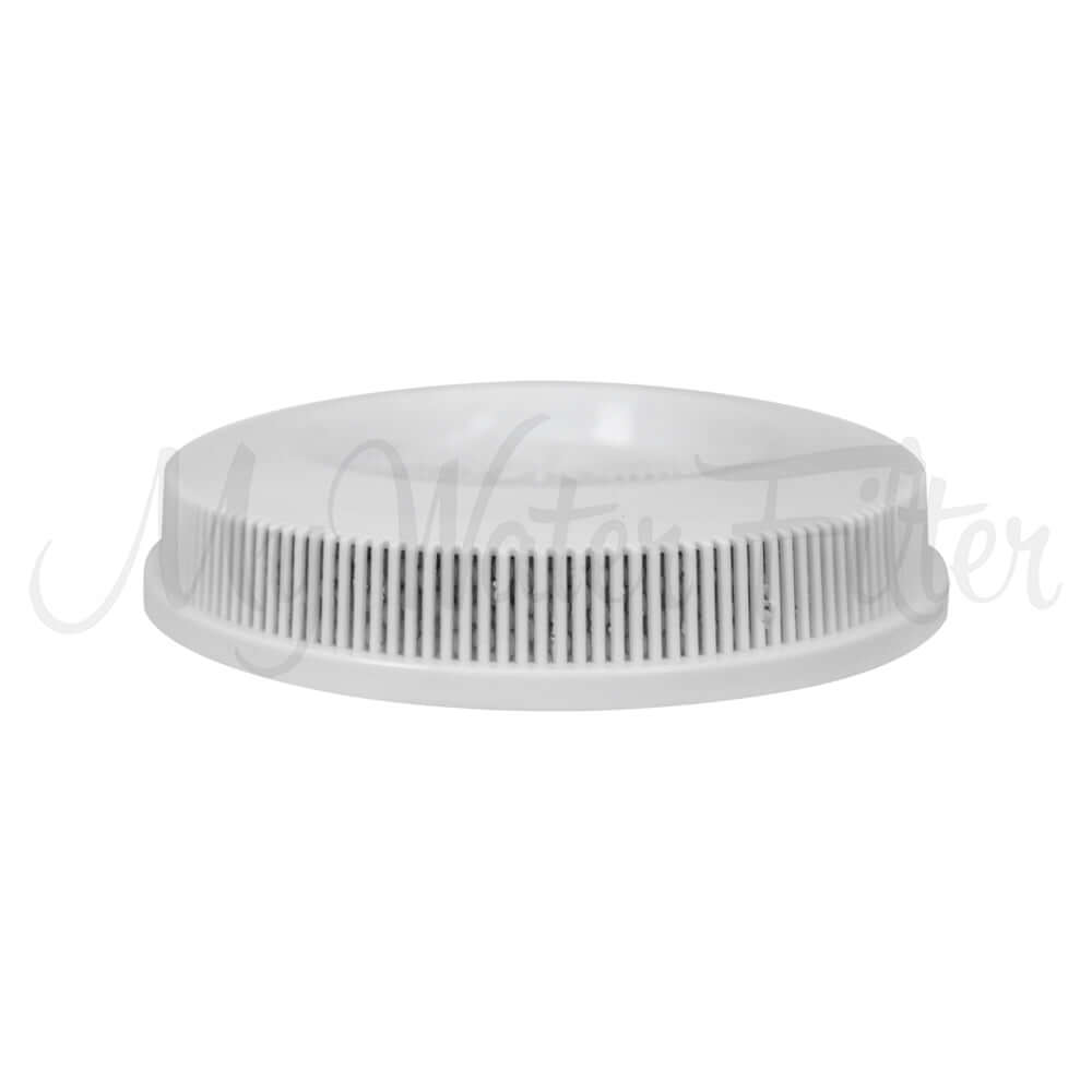 The Filteroo® Blue Replacement Cartridge Pack, created by Filteroo, features a white circular design with vertical slits on the side to ensure highly effective water filtration. This gravity water filter guarantees clean and safe drinking water.