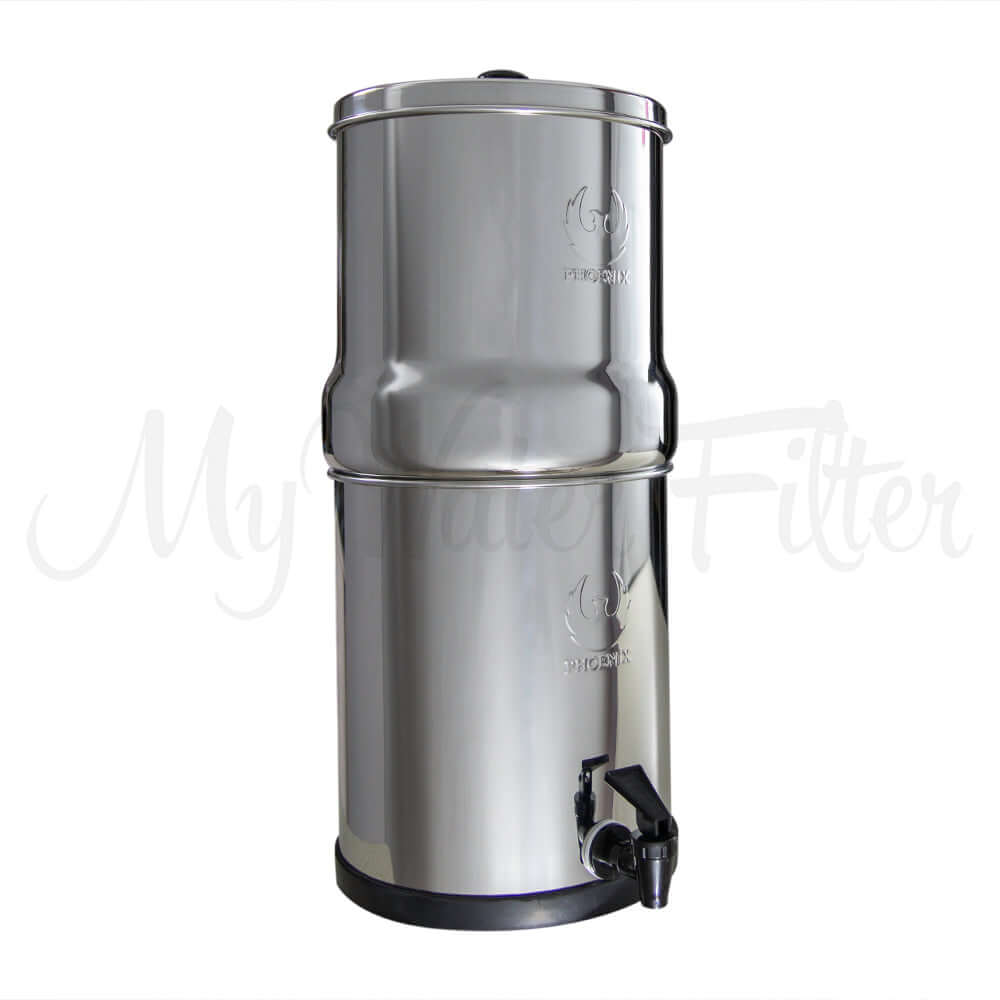 Phoenix Stainless Steel Gravity Water Filter - 8 Litre with Carbon Cartridges with watermark