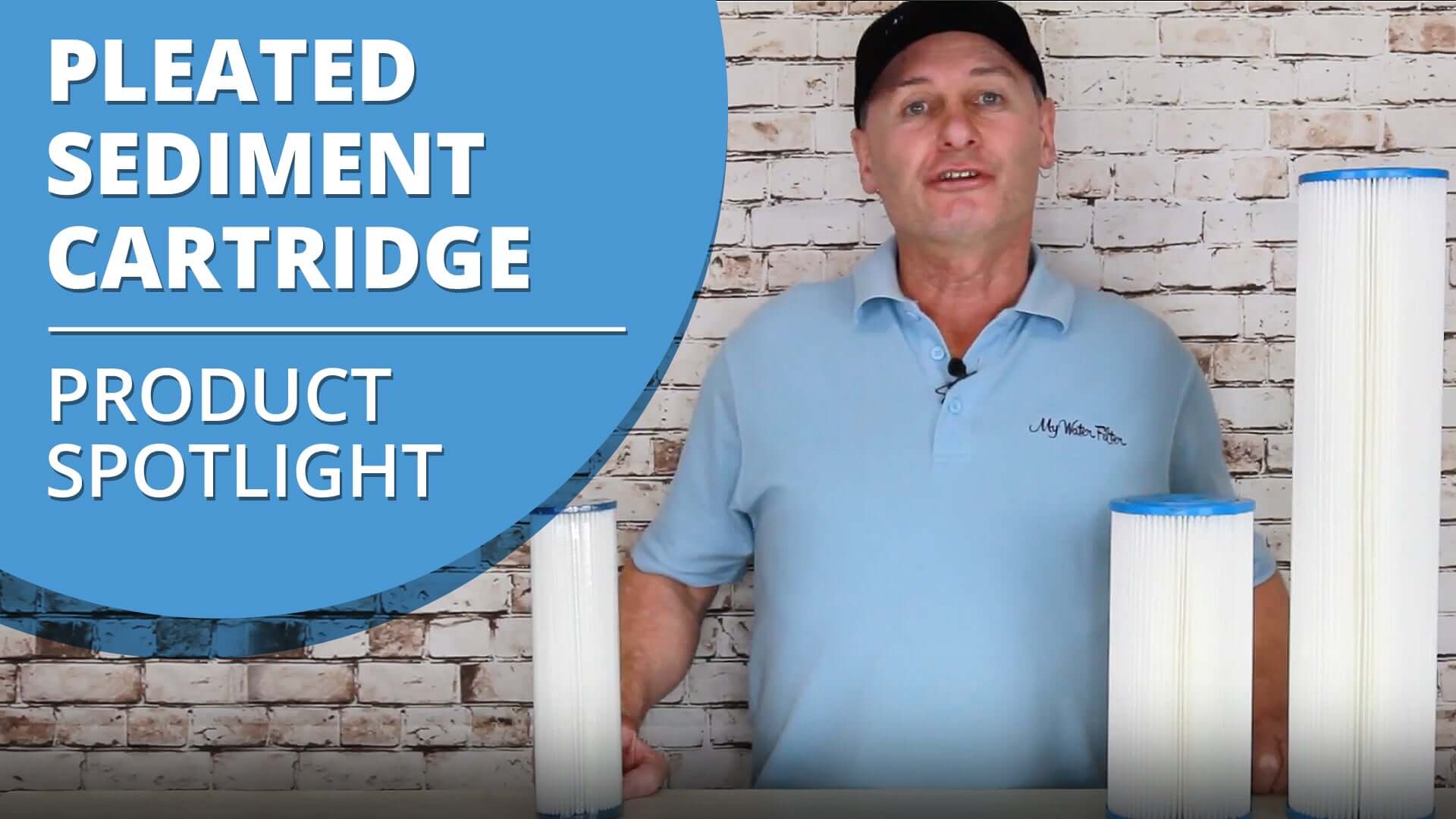 Rod showcases the Pleated Sediment Cartridge in three different sizes.