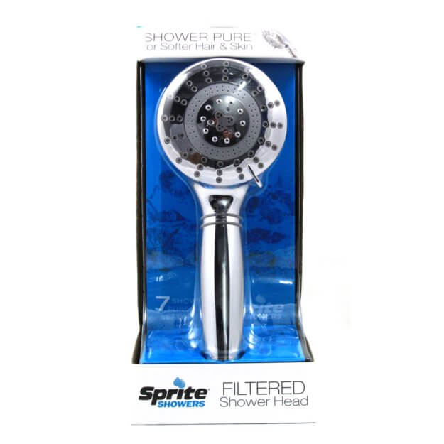 The Sprite Pure 7 Stage Hand Held Shower Head, crafted by Sprite, boasts a stylish filtered design with a chrome finish. Enjoy improved water purity through its cutting-edge 7-stage shower filter technology.