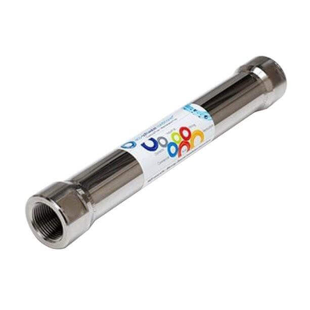 The Ecosoft Eco35 Whole House Hard Water Conditioner is made of stainless steel, has threaded ends