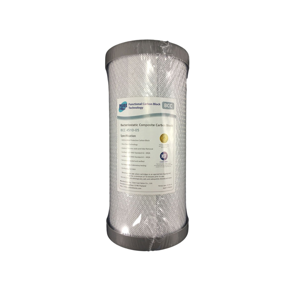 Pure BCC 5 Micron Silver Impregnated Carbon Block Whole House Water Filter Replacement Cartridge 10