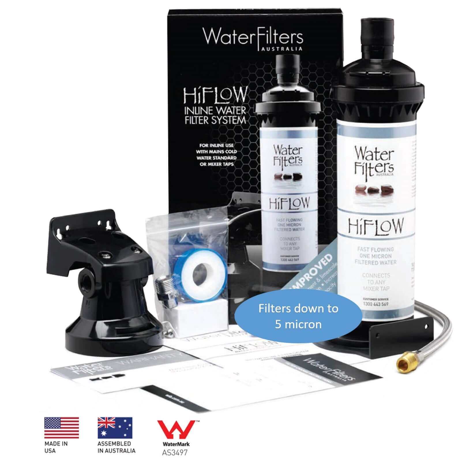The HiFlow 5 Micron Under Sink Inline Water Filter System for Harsh Water is an ideal solution for regions with hard water. This comprehensive kit, expertly packaged, provides all the necessary components for under-sink installation and ensures water is filtered down to 5 microns for exceptional clarity and quality.