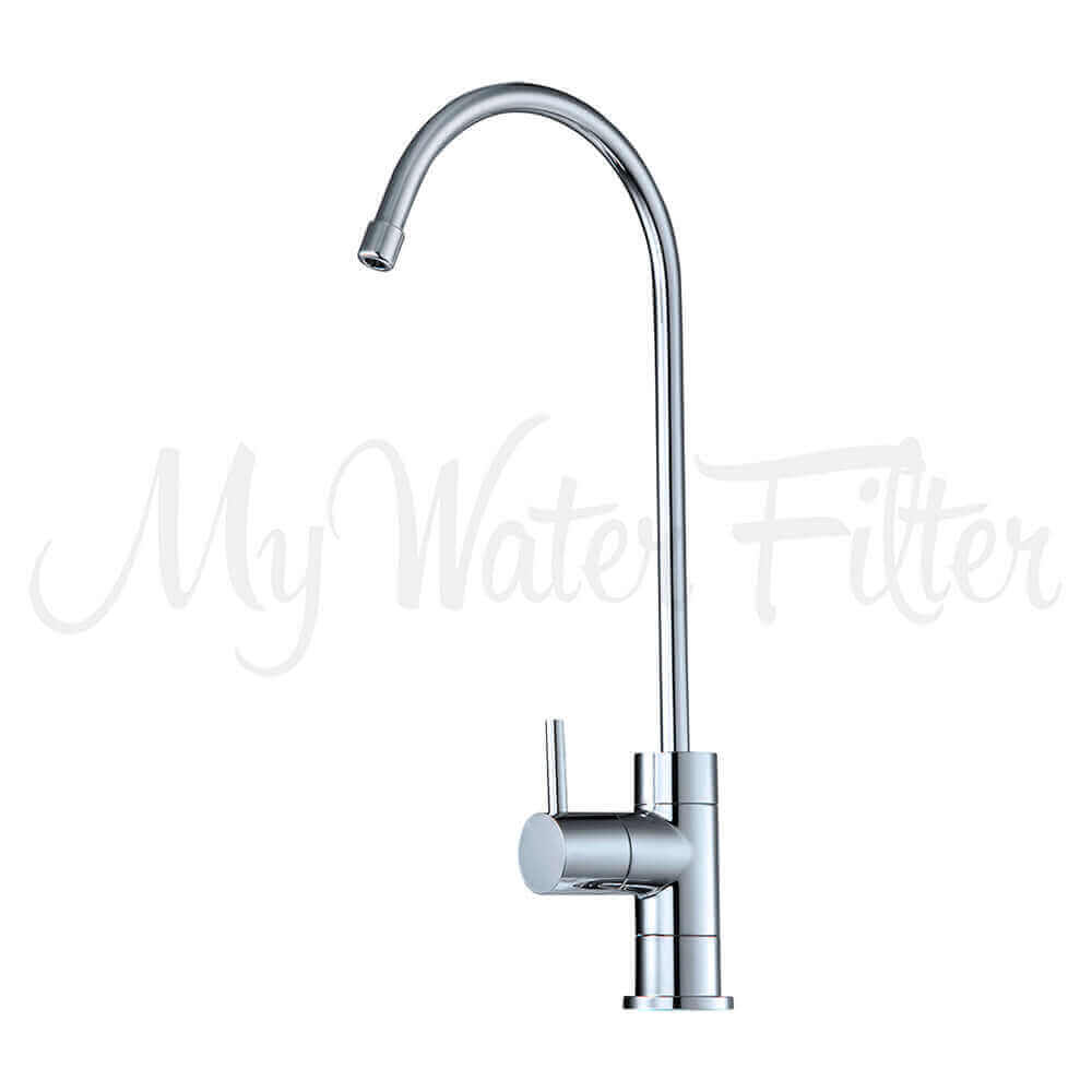 Chrome kitchen faucet with HPF 7 Stage Reverse Osmosis Water Filter System.