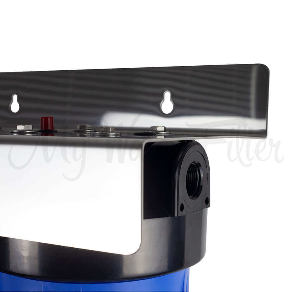 MWF 20" x 4.5" Twin Big Blue Whole House Rain Water Tank Filter System Complete with Ultraviolet Light Close Up