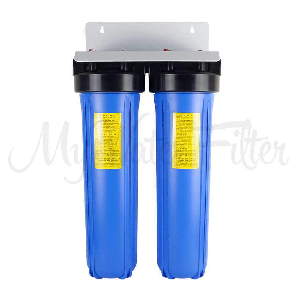 MWF 20" x 4.5" Twin Big Blue Whole House Rain Water Tank Filter System Complete with Ultraviolet Light