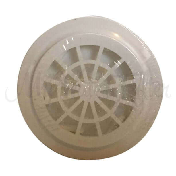 A KDF Replacement Cartridge for the My Water Filter Shower Filter effectively removes chlorine and impurities from your shower water. This round white plastic cartridge with a grid pattern helps provide cleaner, safer water for a refreshing shower experience.