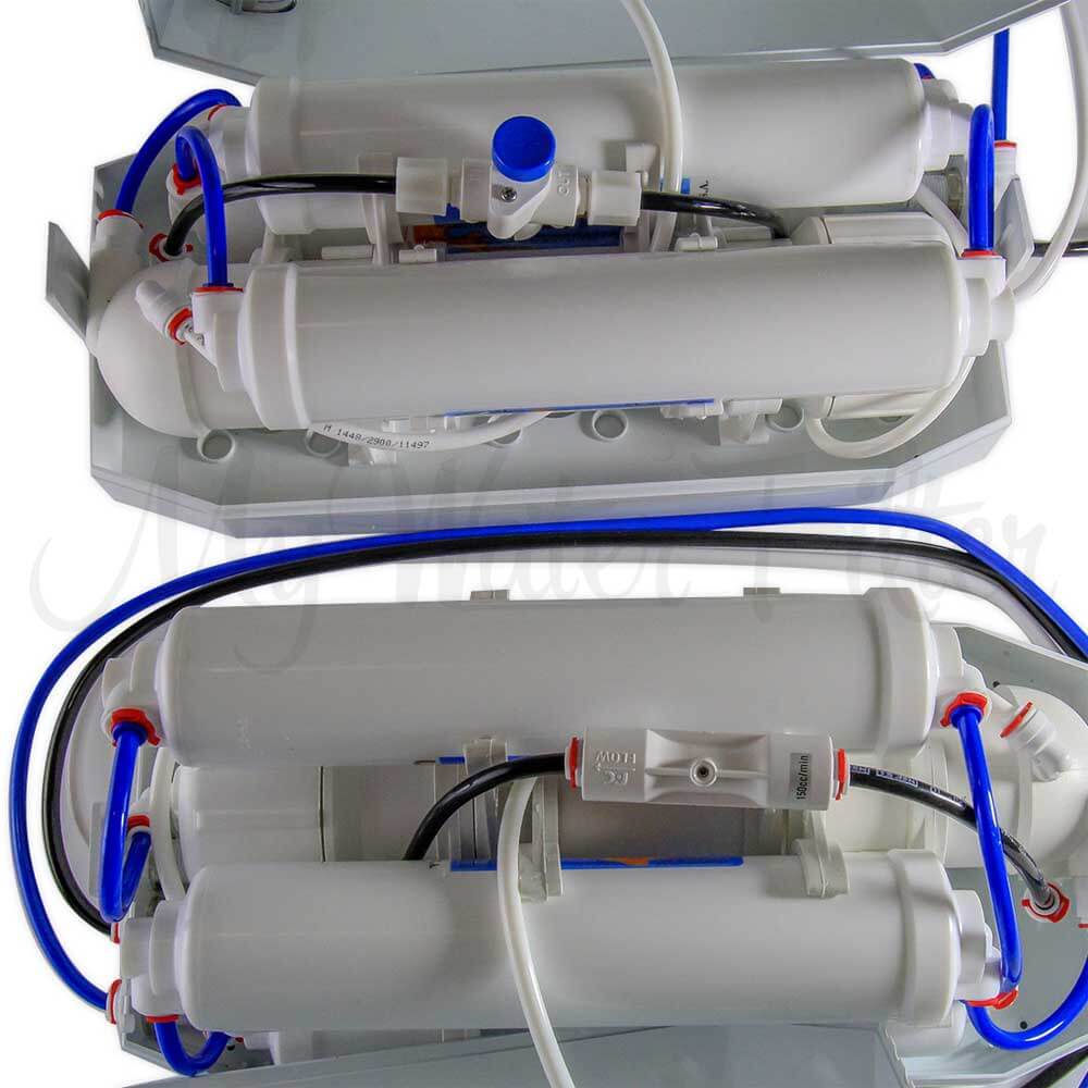 RO 4000 Benchtop Reverse Osmosis Water Filter with blue and red tubing.