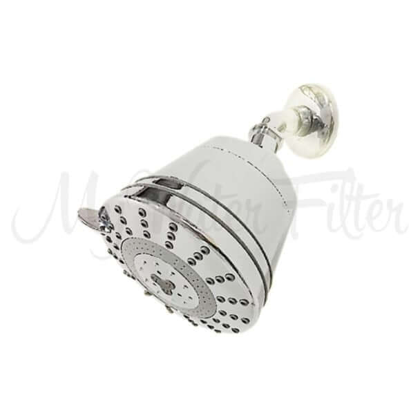 The Sprite Pure 7 Stage Fixed Shower Filter by Sprite, in a sleek silver finish, is designed with adjustable spray settings and a convenient wall bracket mount, offering an integrated water filtration system for a refreshing shower experience.