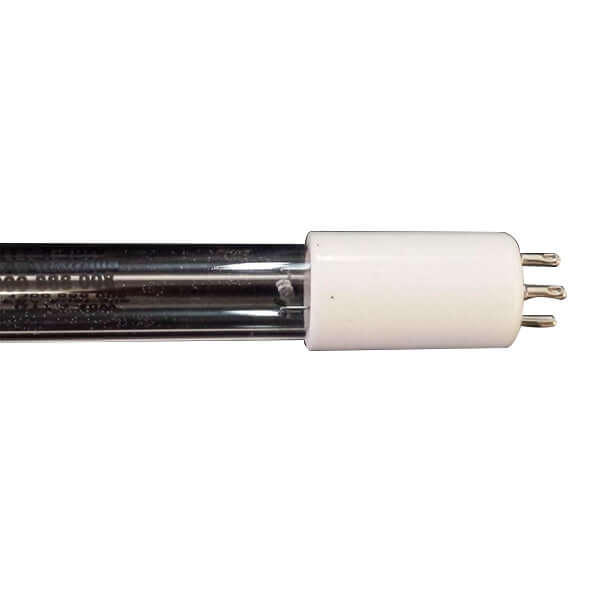 Close-up of a UV Lamp 11040 4 Pins with a white base and metal pins; this lamp is fluorescent, measures 840mm, and uses 40 watts.