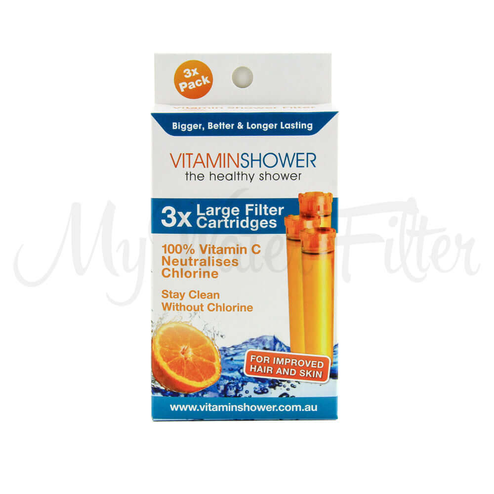 Revitalize your hair and skin with Vitamin Shower's 3 x Vitamin C Shower Longer Lasting Filter Replacement Cartridges, infused with refreshing orange slices. This set includes three cartridges for easy replacement, ensuring a prolonged filter experience with every use.
