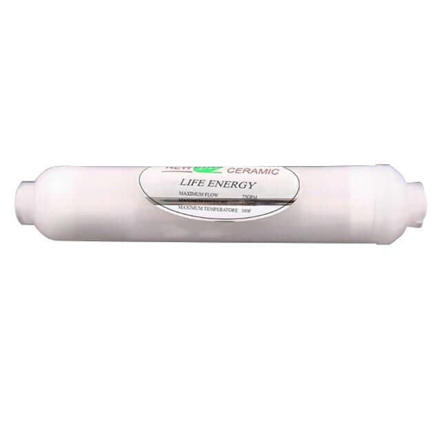 White cylindrical Far-Infrared cartridge as part of the Replacement Cartridge Pack for the Xstream 7 Stage Reverse Osmosis Water Filter System with Alkaliser.