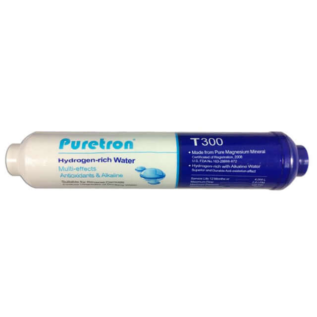 Close-up of a Puretron T300 as part of the Replacement Cartridge Pack for the Xstream 7 Stage Reverse Osmosis Water Filter System with Alkaliser.