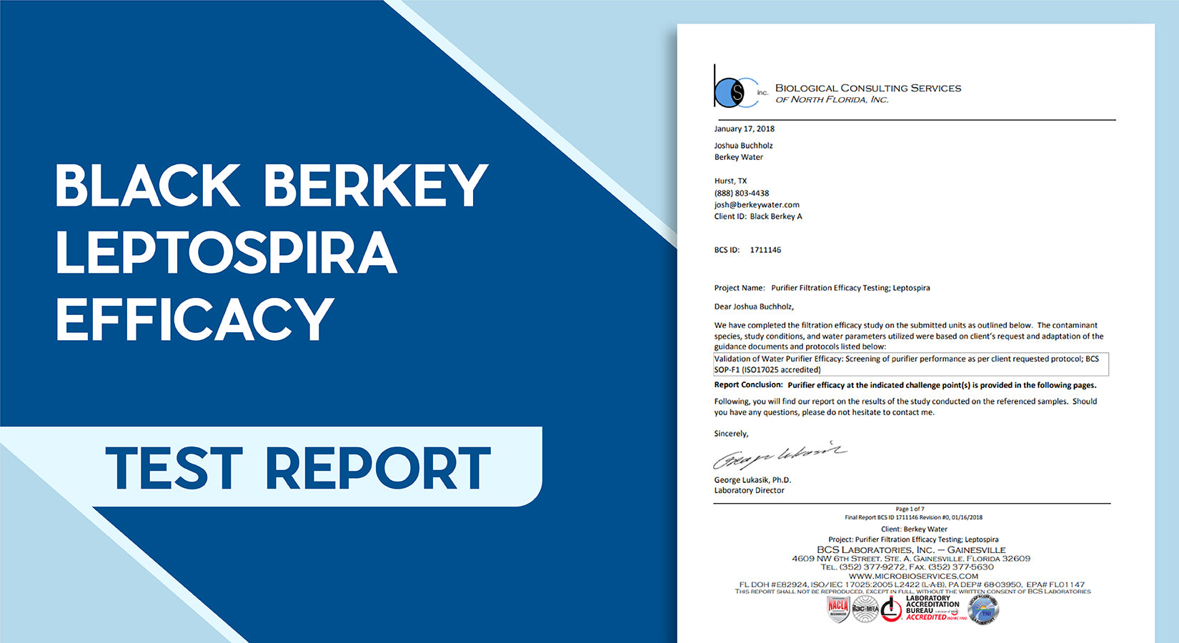 Black Berkey Leptospira Efficacy Test Report
