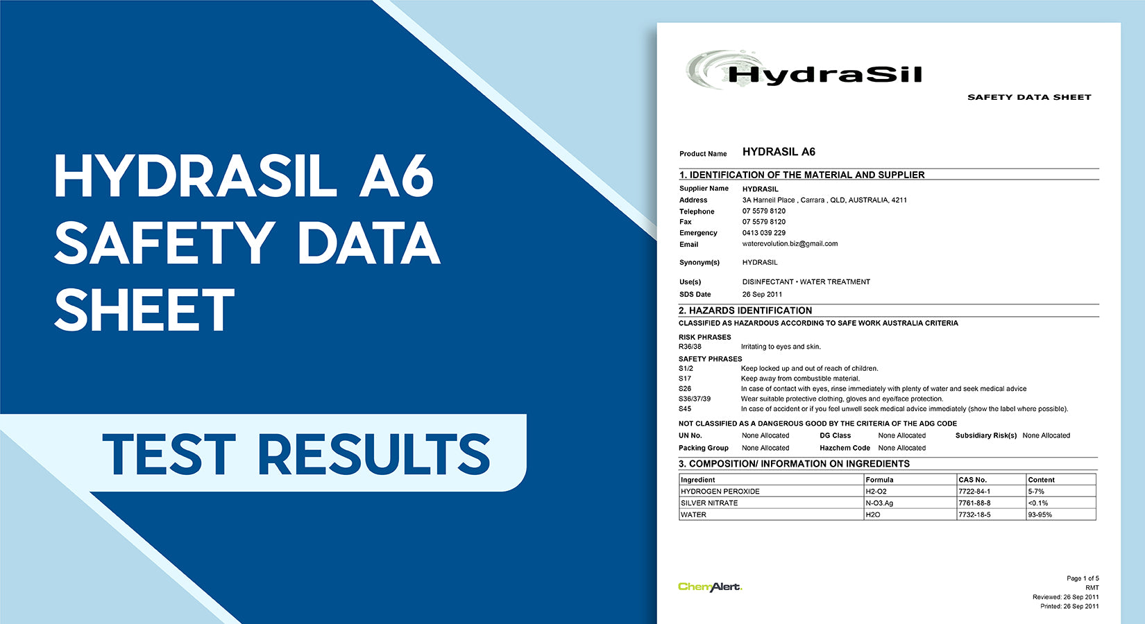 Hydrasil A6 Safety Data Sheet