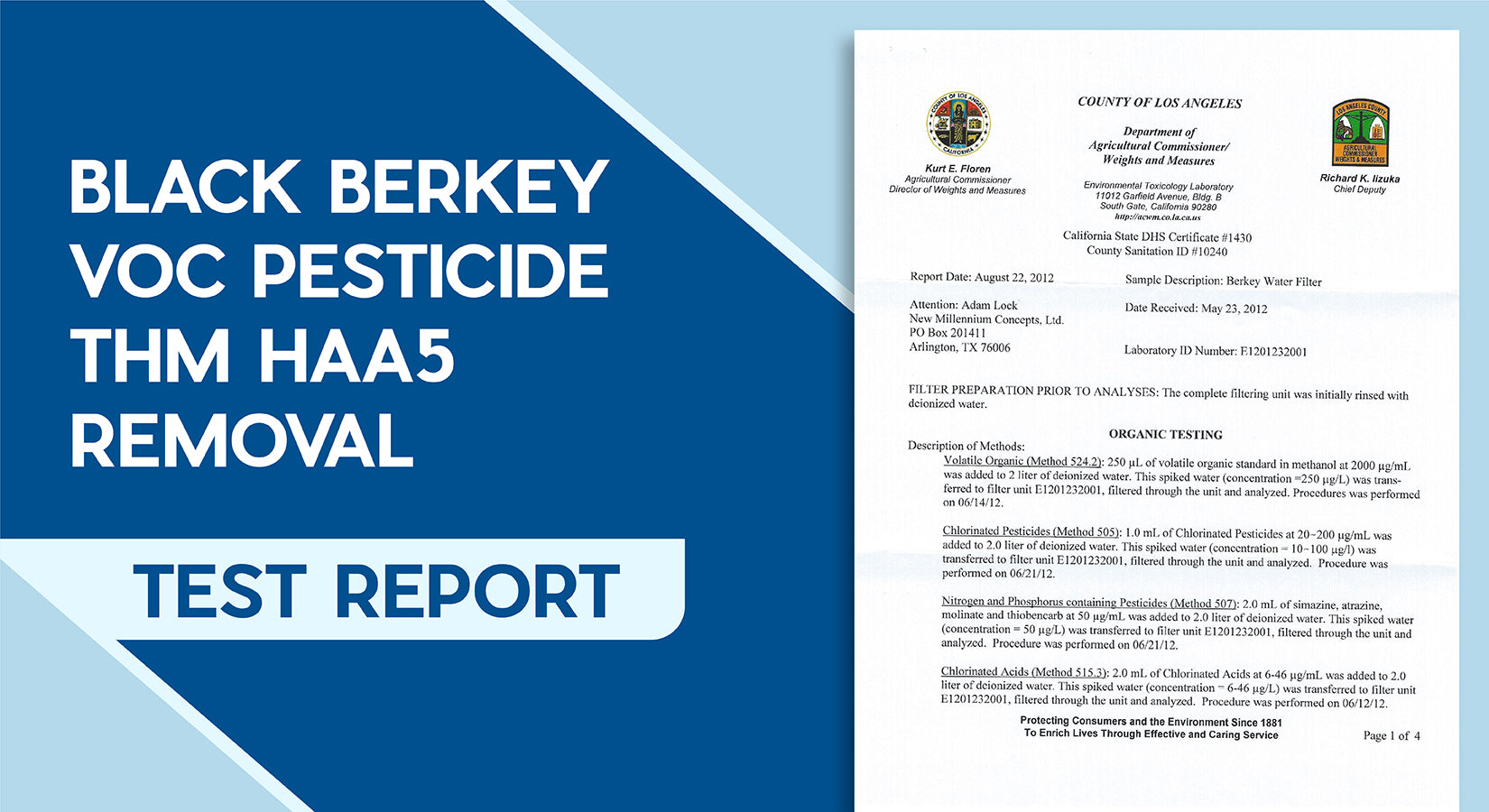Black Berkey VOC Pesticide THM HAA5 Removal Test Report