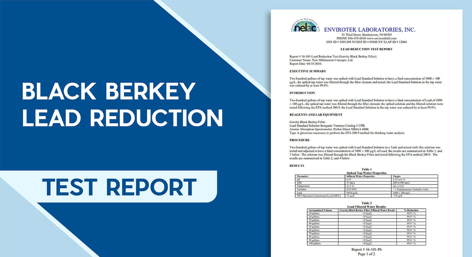 BLACK BERKEY LEAD REDUCTION TEST REPORT