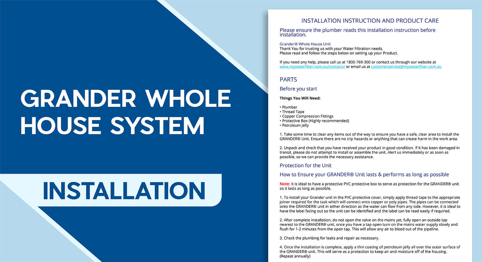 Grander Whole House System - Installation Instruction