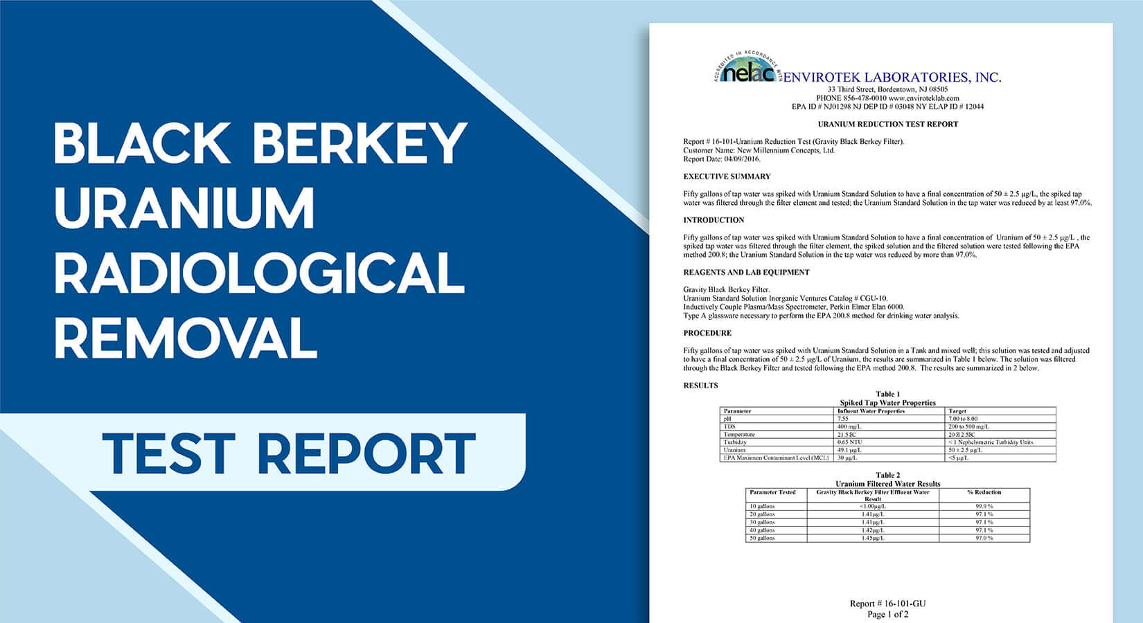 BLACK BERKEY URANIUM RADIOLOGICAL REMOVAL TEST REPORT