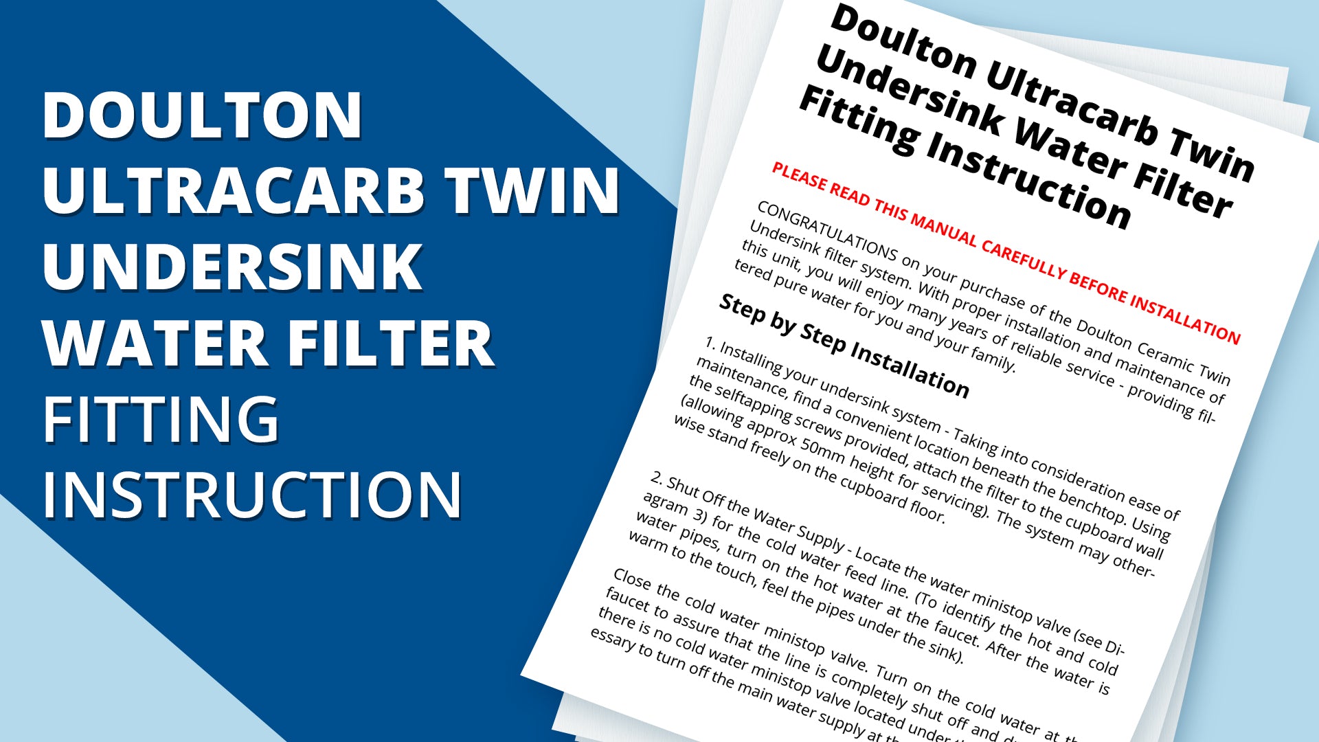 Doulton Ultracarb Twin Undersink Water Filter Fitting Instruction
