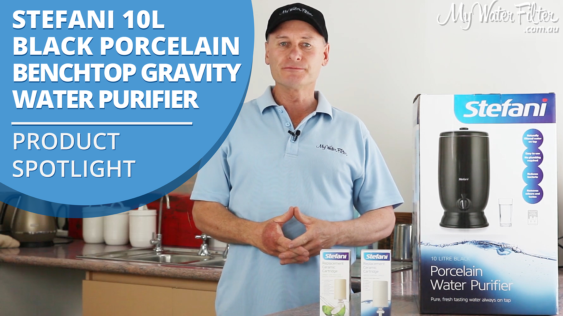 Stefani 10L Black Porcelain Benchtop Gravity Water Purifier - Product Spotlight [VIDEO] 