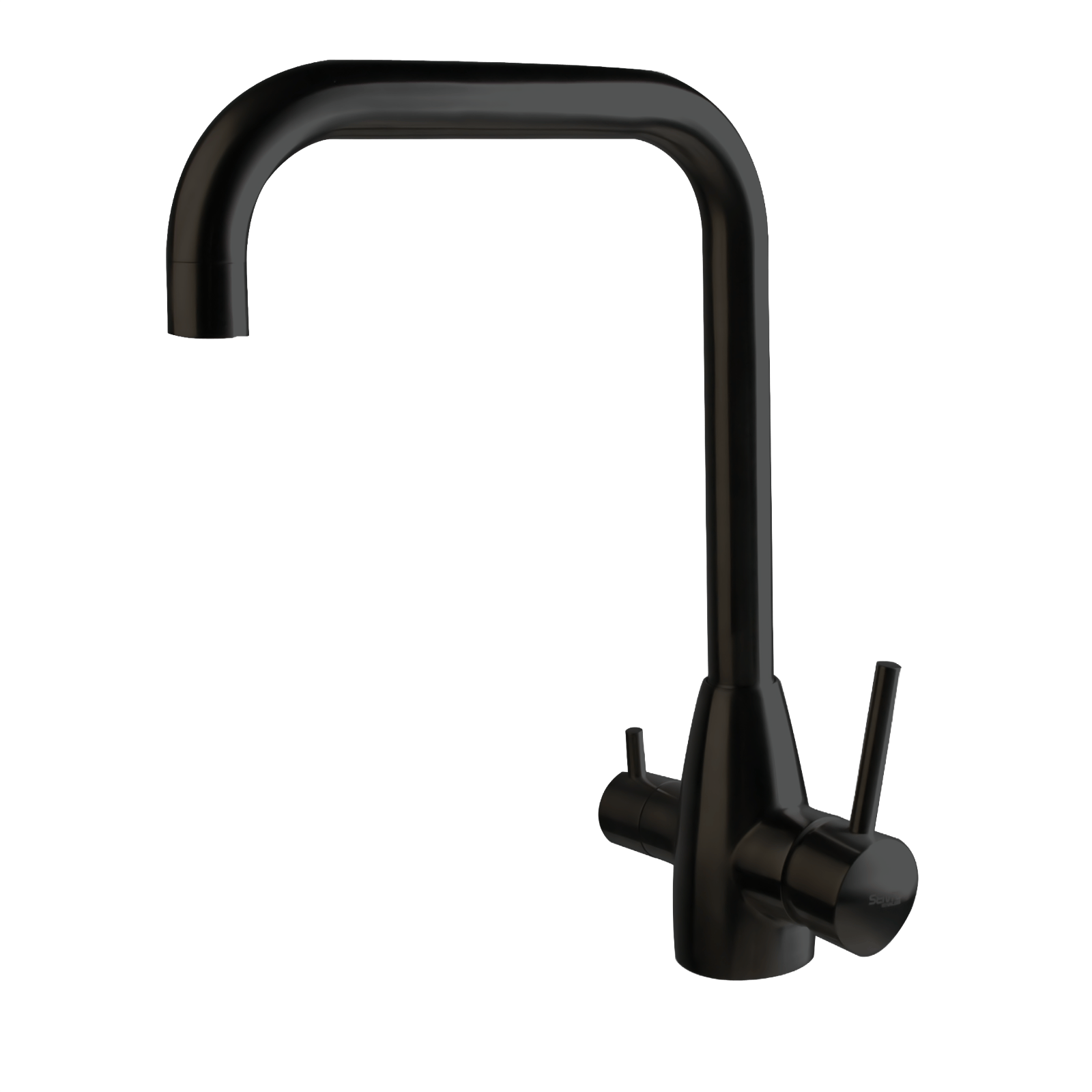 Rounded Square Neck - 3 Way Kitchen Mixer Tap - Black