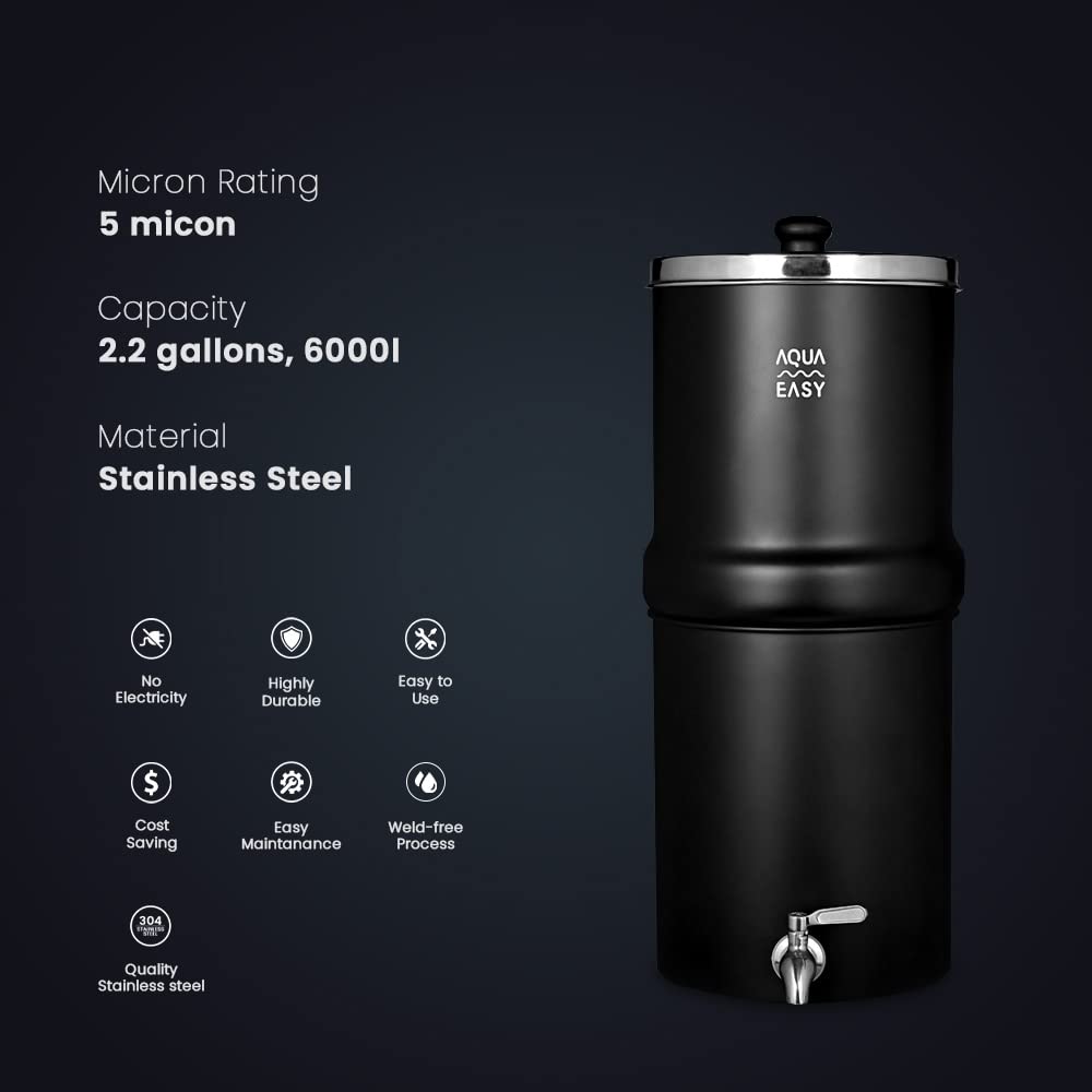 AquaEasy Stainless Steel Gravity Water Filter System