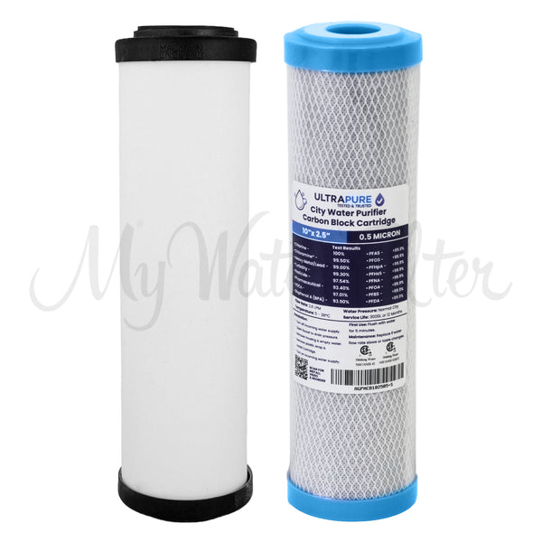 Doulton Ultracarb 0.5 Micron 10" Twin Water Filter with Double Carbon Cartridge Pack