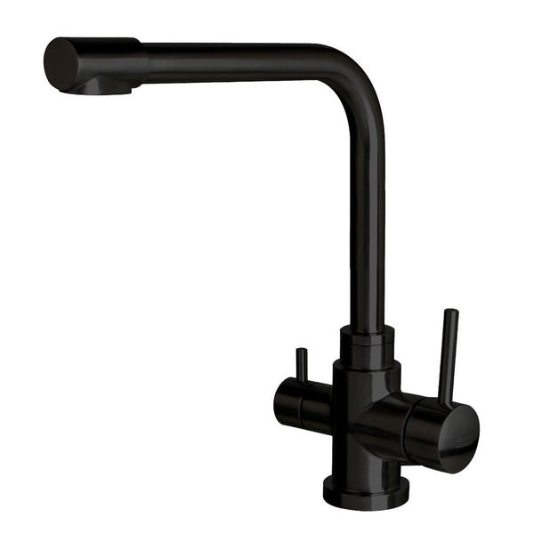 Short Square Neck - 3 Way Mixer Tap - Black